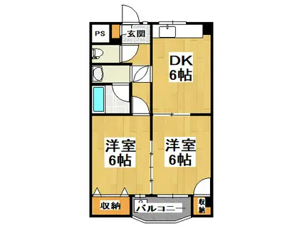 エクセル酒谷(2DK/2階)の間取り写真