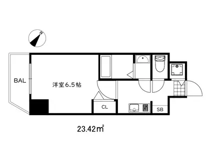 スワンズシティ神戸ウエスト(1K/11階)の間取り写真