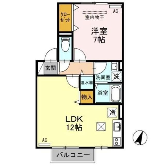 インペリアルコート B(1LDK/1階)の間取り写真