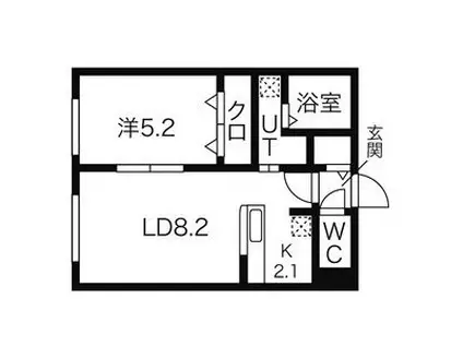 キューブ中の島2・3N(1LDK/2階)の間取り写真