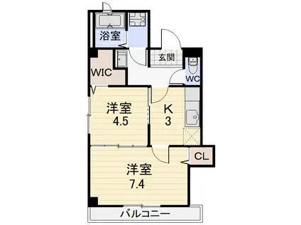 エレガンス如意(2K/2階)の間取り写真