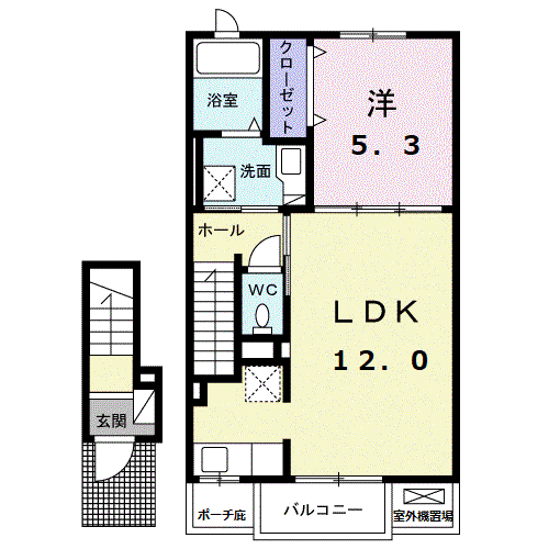 スマイル(1LDK/2階)の間取り写真