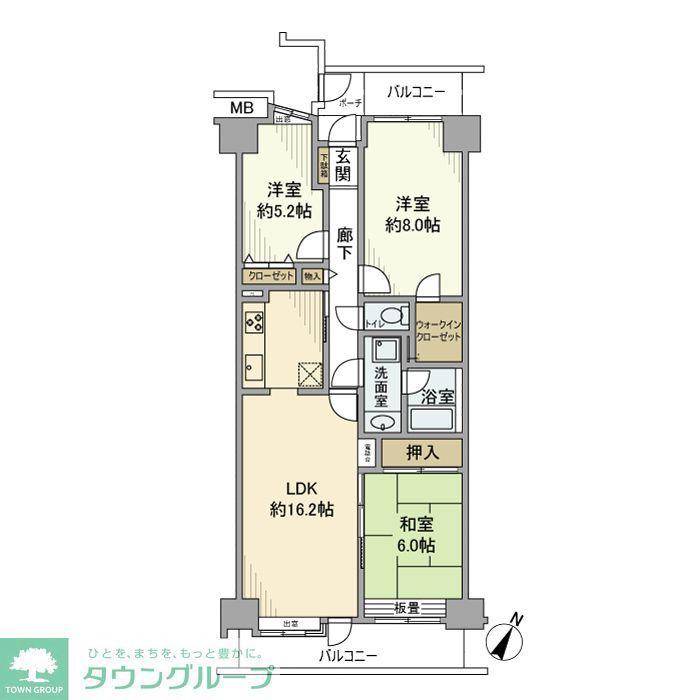 コスモ上福岡センターヒルズ(3LDK/3階)の間取り写真