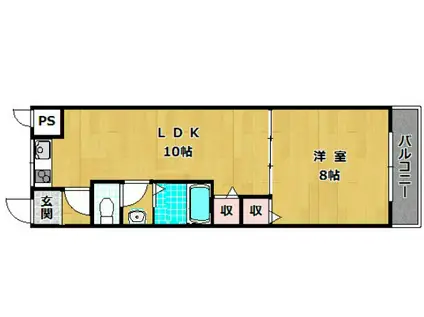 レオハイム長尾III(1LDK/5階)の間取り写真