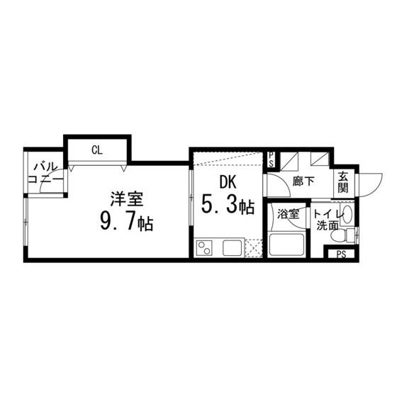 ゾンネモント子平町(1DK/3階)の間取り写真