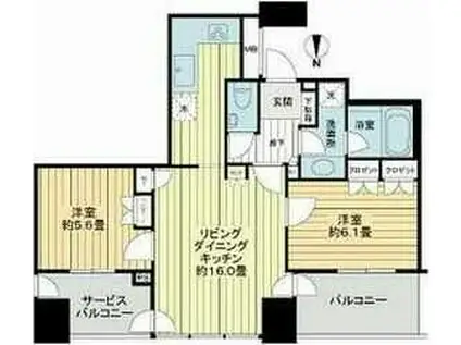 ザ・梅田タワー(2LDK/11階)の間取り写真