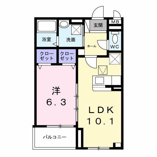 ヴィヴァレス西明石II(1LDK/1階)の間取り写真