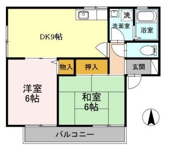 セジュール・ド・あみか(2DK/2階)の間取り写真