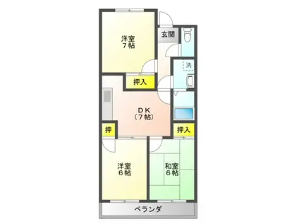 コーポM&I(3DK/1階)の間取り写真