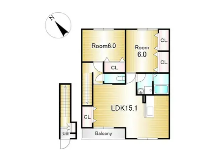 リトルアグリン(2LDK/2階)の間取り写真