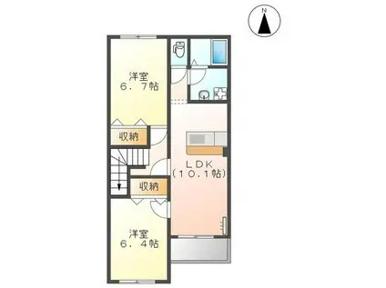 CASABONNEUR(2LDK/2階)の間取り写真