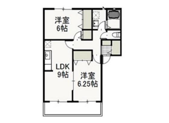 クリスタルパレス C(2LDK/1階)の間取り写真