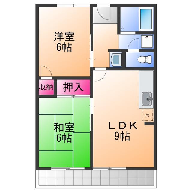 エルムハイツ(2DK/1階)の間取り写真