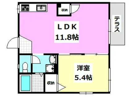 サンハイツ木田(1LDK/1階)の間取り写真
