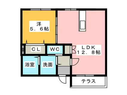 ミドル ヴィレッジ(1LDK/1階)の間取り写真