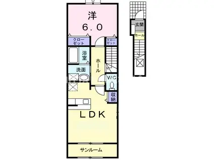 ジェントリーハウスIII(1LDK/2階)の間取り写真