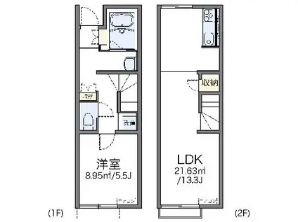 レオネクストラ ポール(1LDK/1階)の間取り写真