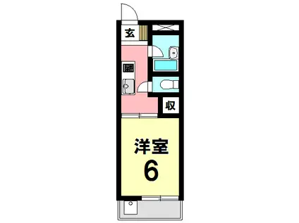 フリーデンハイム平和(1K/2階)の間取り写真