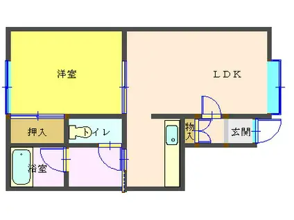 ラ・ポレールひばり野(1LDK/1階)の間取り写真