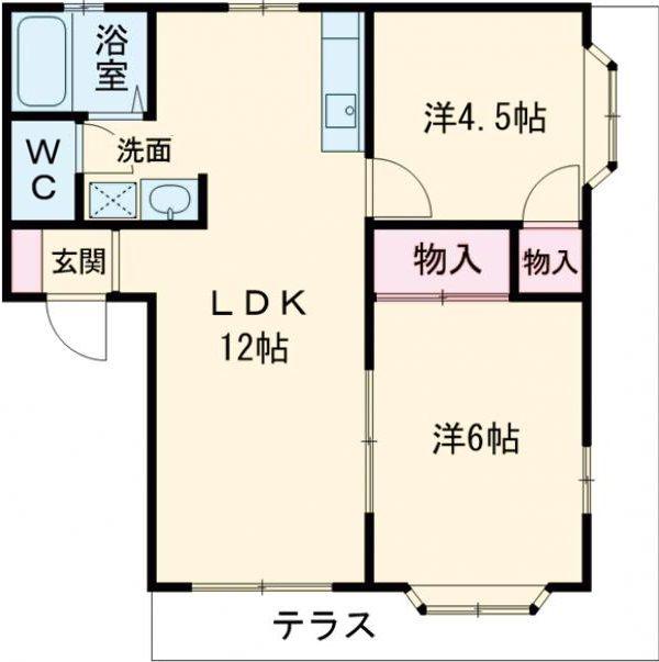 ベルメゾンII(2LDK/1階)の間取り写真