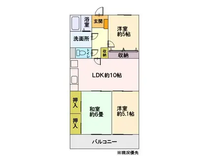 びゅー湘南(3LDK/1階)の間取り写真