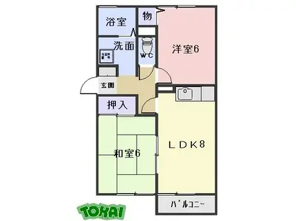 シンフォニーB棟(2LDK/1階)の間取り写真