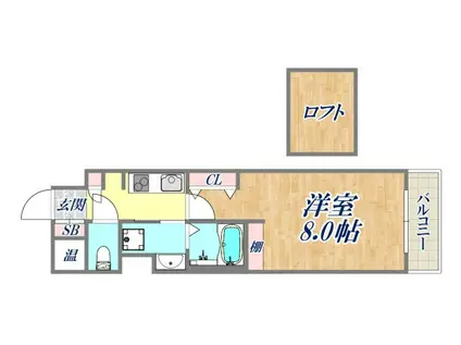 ラフィーネ伊丹Ⅱ(1K/7階)の間取り写真