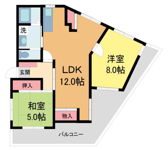 苦楽園タウンハイツ(2LDK/2階)の間取り写真
