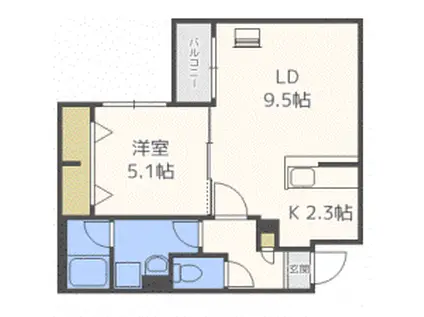 グランラヴィーヌ南郷通(1LDK/3階)の間取り写真