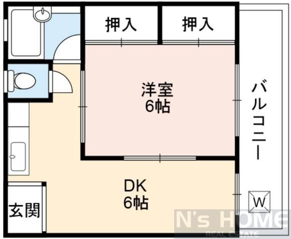 ナガタビル(1DK/2階)の間取り写真