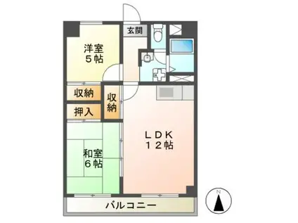 ヴェルデ平針南(2LDK/5階)の間取り写真