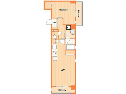 ウェルカーサ横浜関内(1LDK/7階)の間取り写真