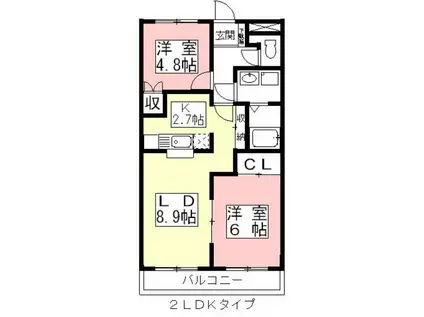 ウィズハピネス(2LDK/2階)の間取り写真