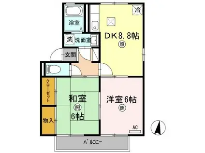 ロイヤルパレス新倉 A棟(2DK/1階)の間取り写真