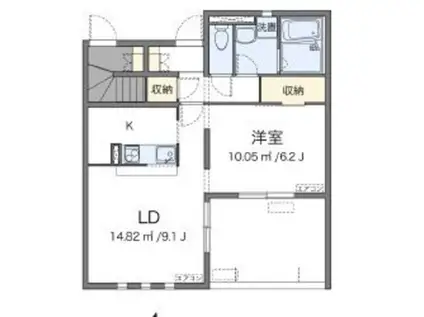 ミランダモトウイング5(1LDK/1階)の間取り写真