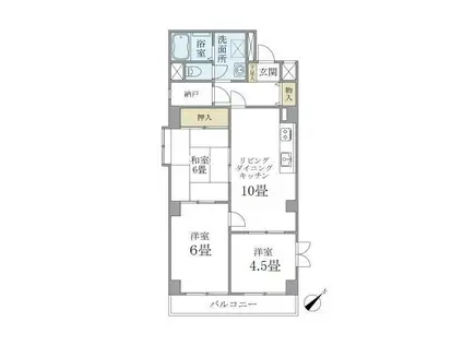 ニューハイツ中落合(3LDK/5階)の間取り写真