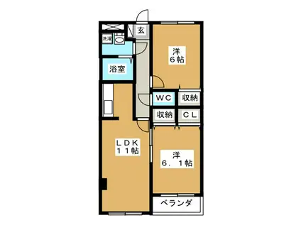 ピソアネシスII号館(2LDK/3階)の間取り写真