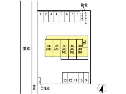 D-ROOMマロン(ワンルーム/2階)の間取り写真