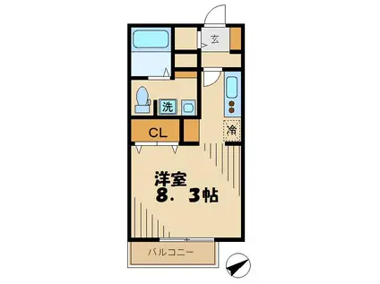 ウェルコート(1K/2階)の間取り写真