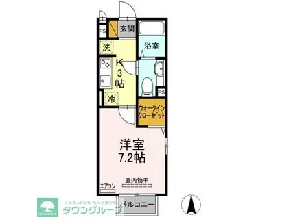 ルミエールII(1K/2階)の間取り写真