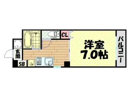 ブリリアン大国(1K/4階)の間取り写真