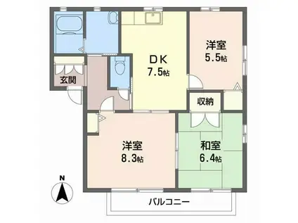 グランシード中島(3DK/1階)の間取り写真