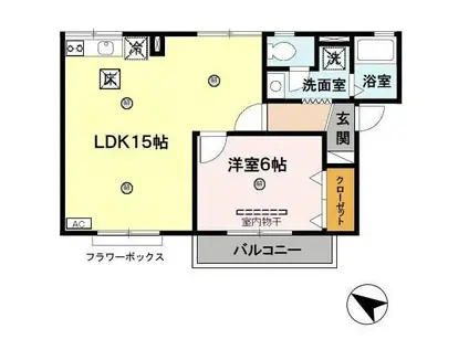 サルドセジュール(1LDK/1階)の間取り写真