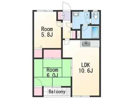 コモドありえII(2LDK/2階)の間取り写真