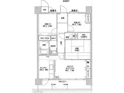 コーシャハイツ相生(3LDK/5階)の間取り写真
