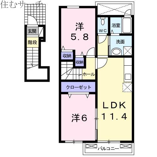 アルタイル(2LDK/2階)の間取り写真