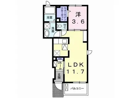 ESTASIA(1LDK/1階)の間取り写真