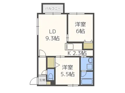 ソレイル元町(2LDK/4階)の間取り写真