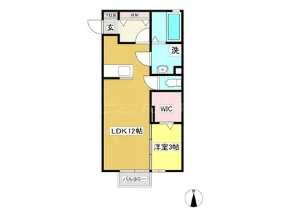 ベルセジュールA(1LDK/1階)の間取り写真