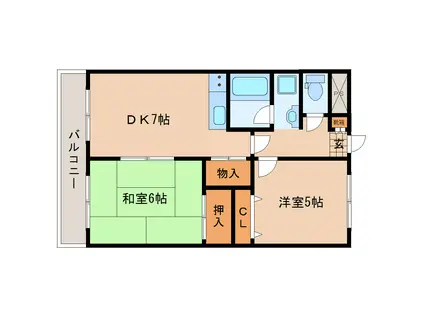 ロイヤルヒルズオガタ(2DK/3階)の間取り写真